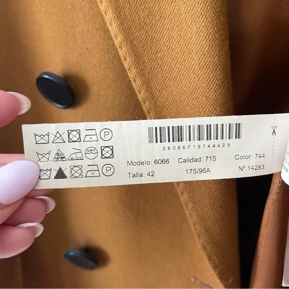 ❌SOLD ❌MASSIMO Dutti Double Breasted Wool Blazer Brown size 10 - Picture 9 of 11